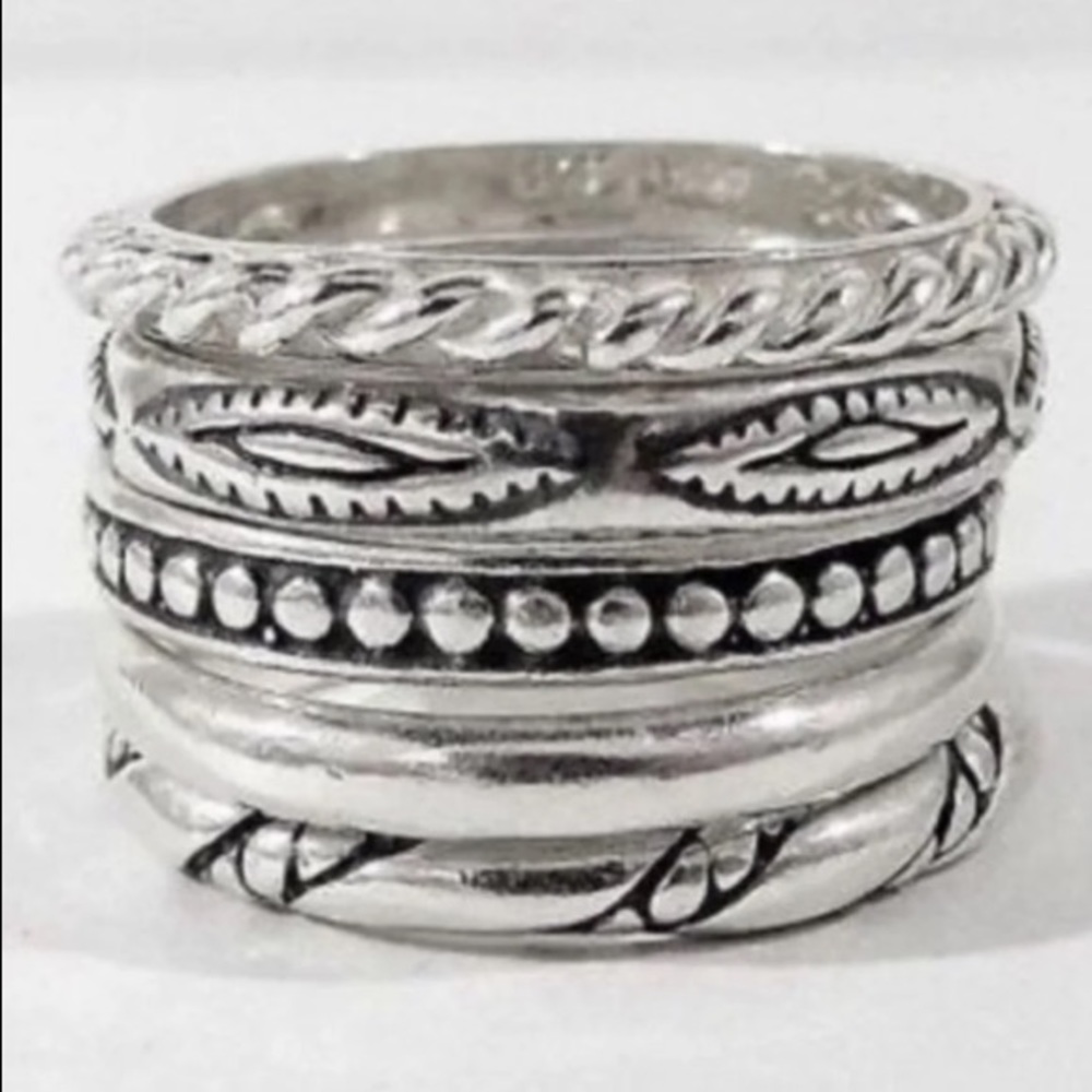 Vintage Silpada Sterling Silver 5 Stack Ring Set R0593 Size 8